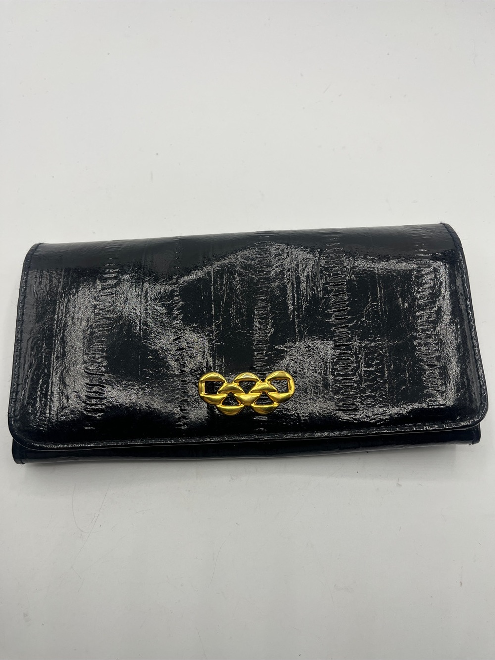 Black Eel skin Chain Accent Women’s Wallet